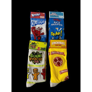 Novelty Socks Lot 4 Food Adult Sour Patch Kids Lunchables Rice Krispies Kool Aid